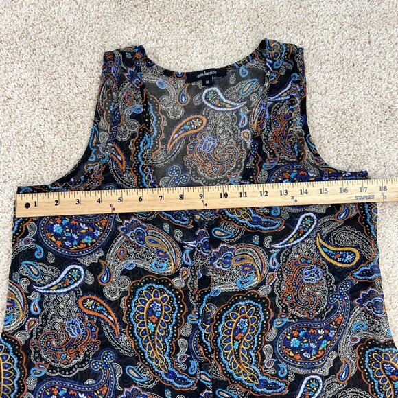 Ambiance Womans Top M Flowy Boho Racerback Tank Top Sleeveless Sheer - Picture 10 of 11